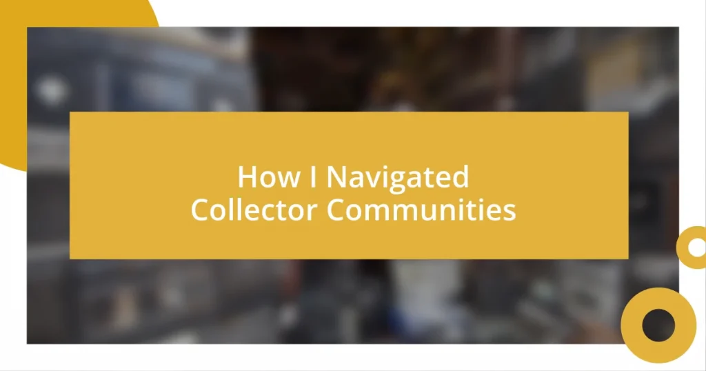 How I Navigated Collector Communities