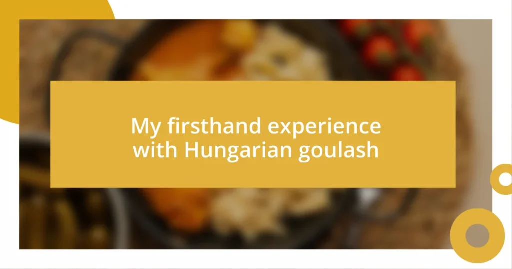 My firsthand experience with Hungarian goulash