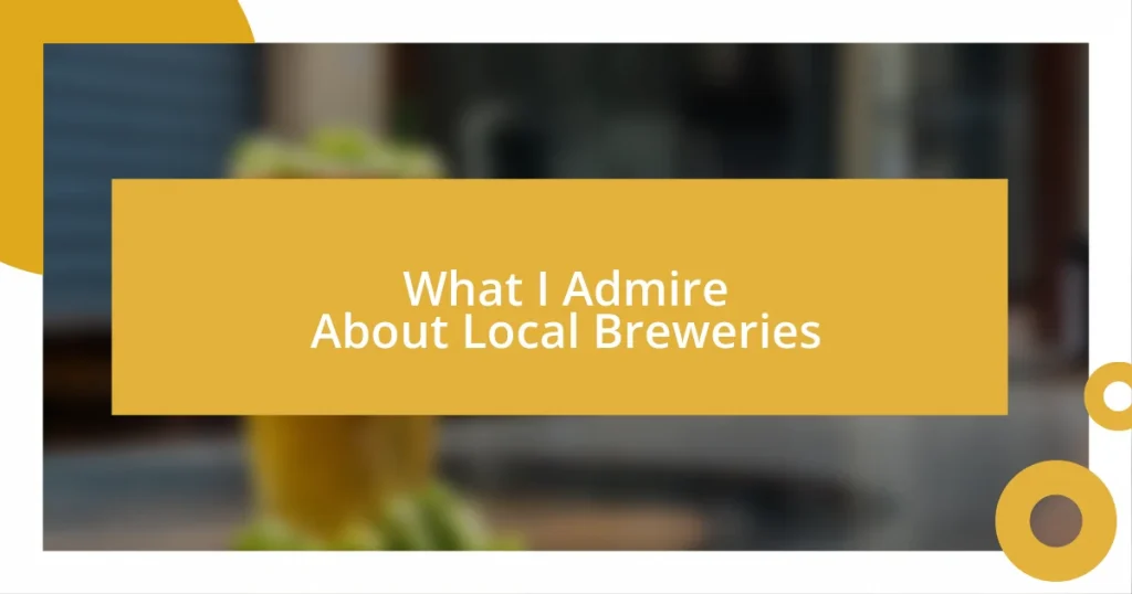 What I Admire About Local Breweries